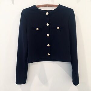 H&M Navy Blue Button-Up Women's Top